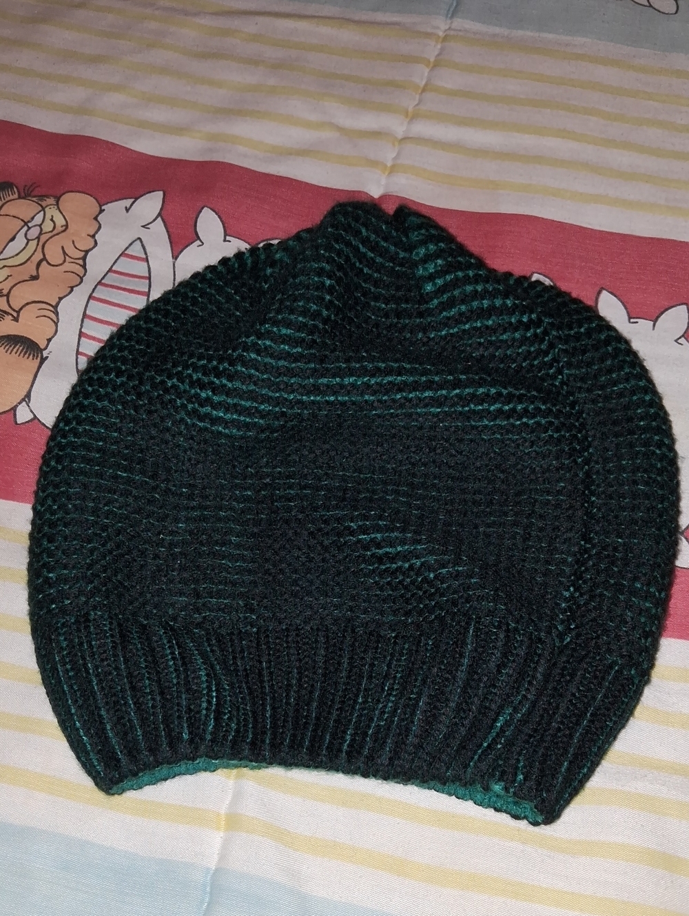 NWOT,Lady's,Acrylic Knit Beanie Hat in Dark Green and Black 🖤💚🖤